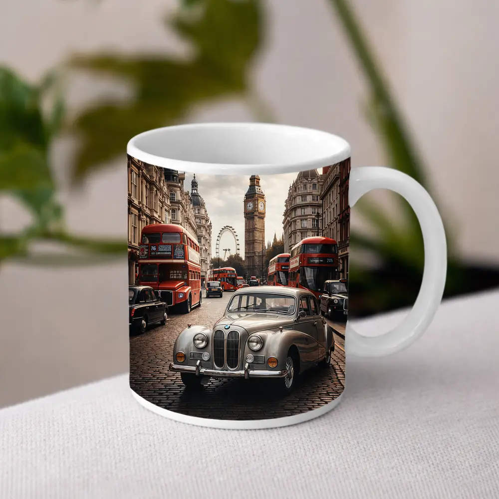 Vintage BMW Classic Car London Street – Mugs