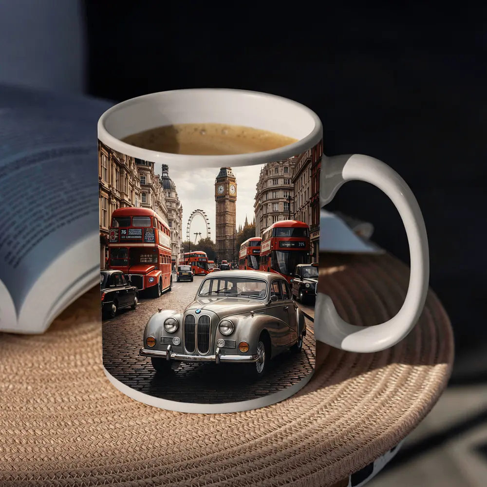 Vintage BMW Classic Car London Street – Mugs