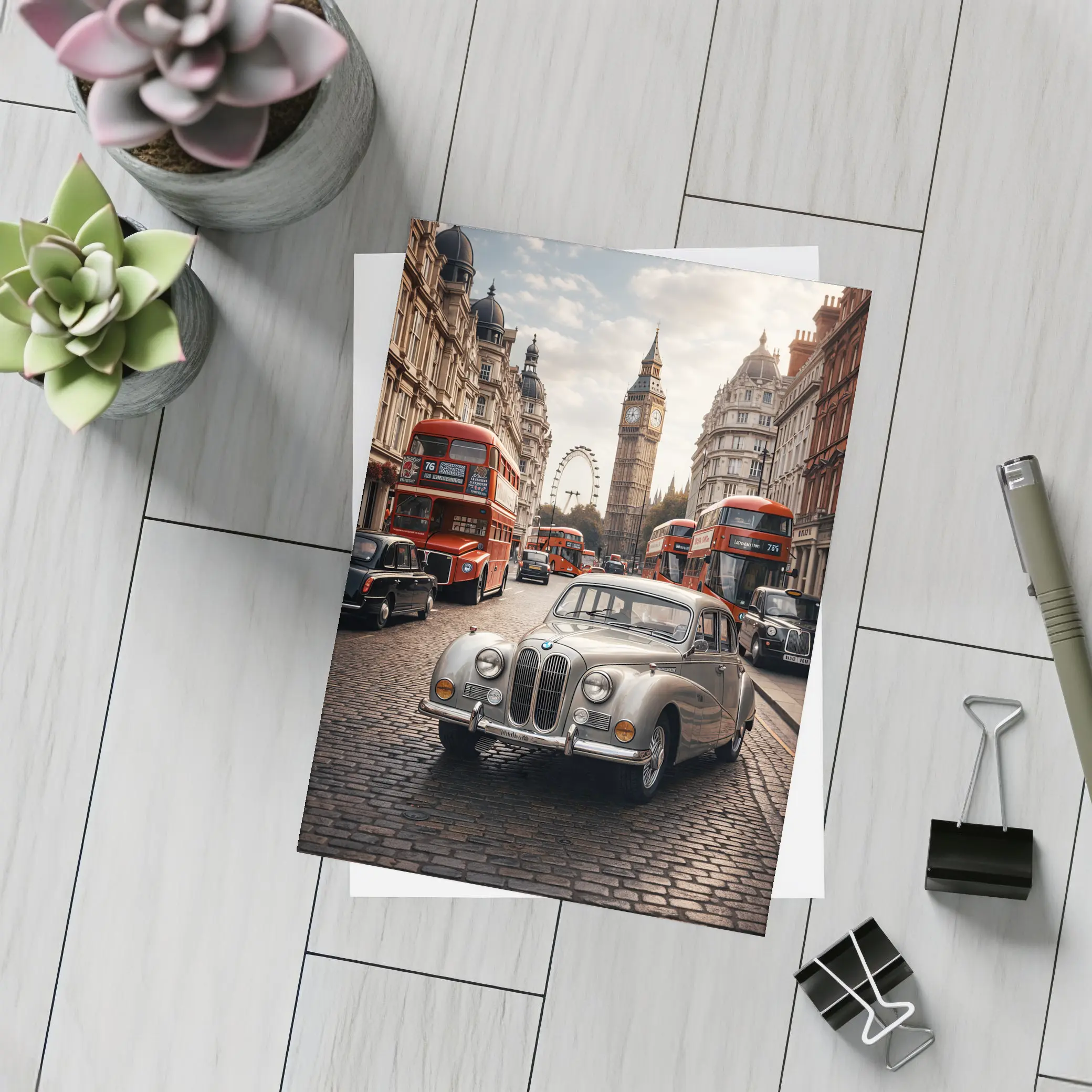 Vintage BMW Classic Car London Street – Postcards