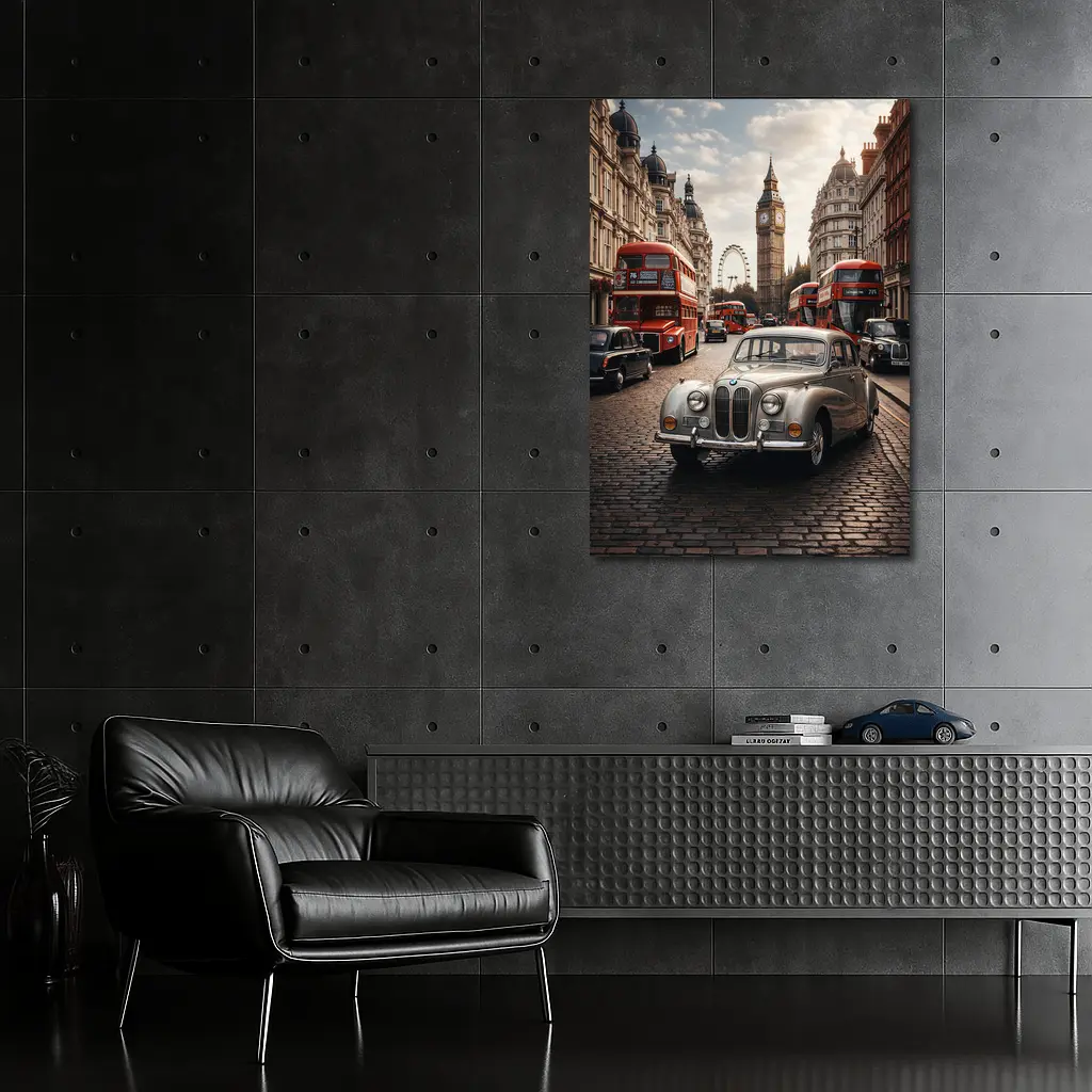 Vintage BMW Classic Car London Street – Wall Art