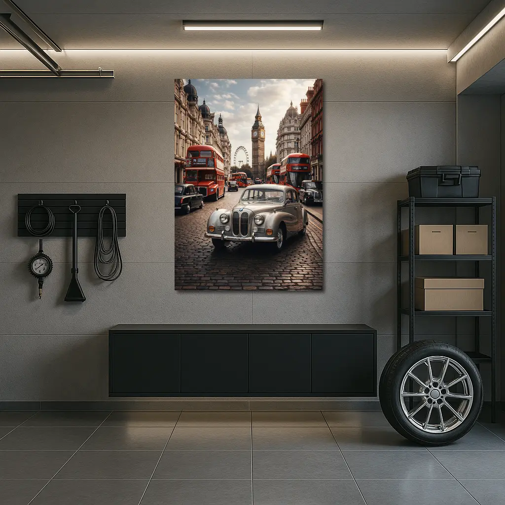 Vintage BMW Classic Car London Street – Wall Art