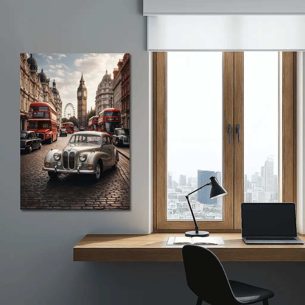 Vintage BMW Classic Car London Street – Wall Art