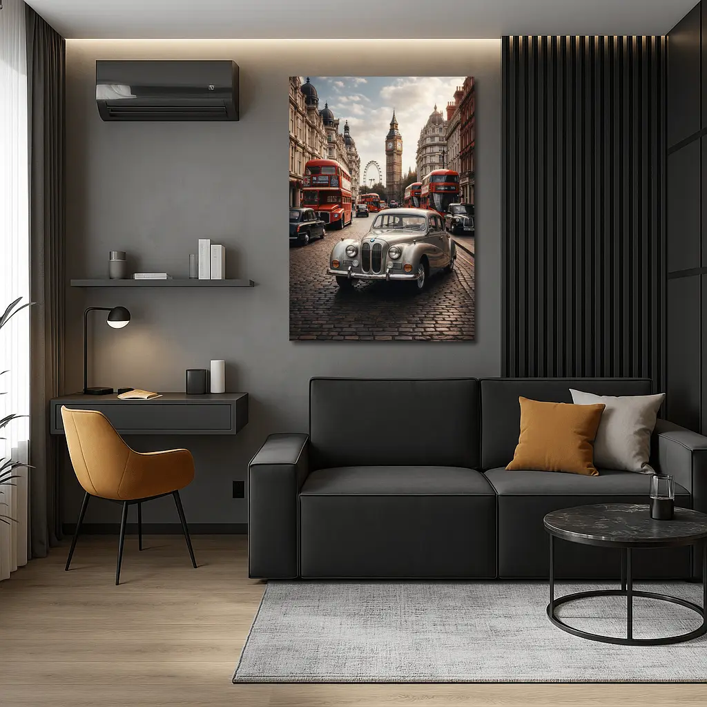 Vintage BMW Classic Car London Street – Wall Art