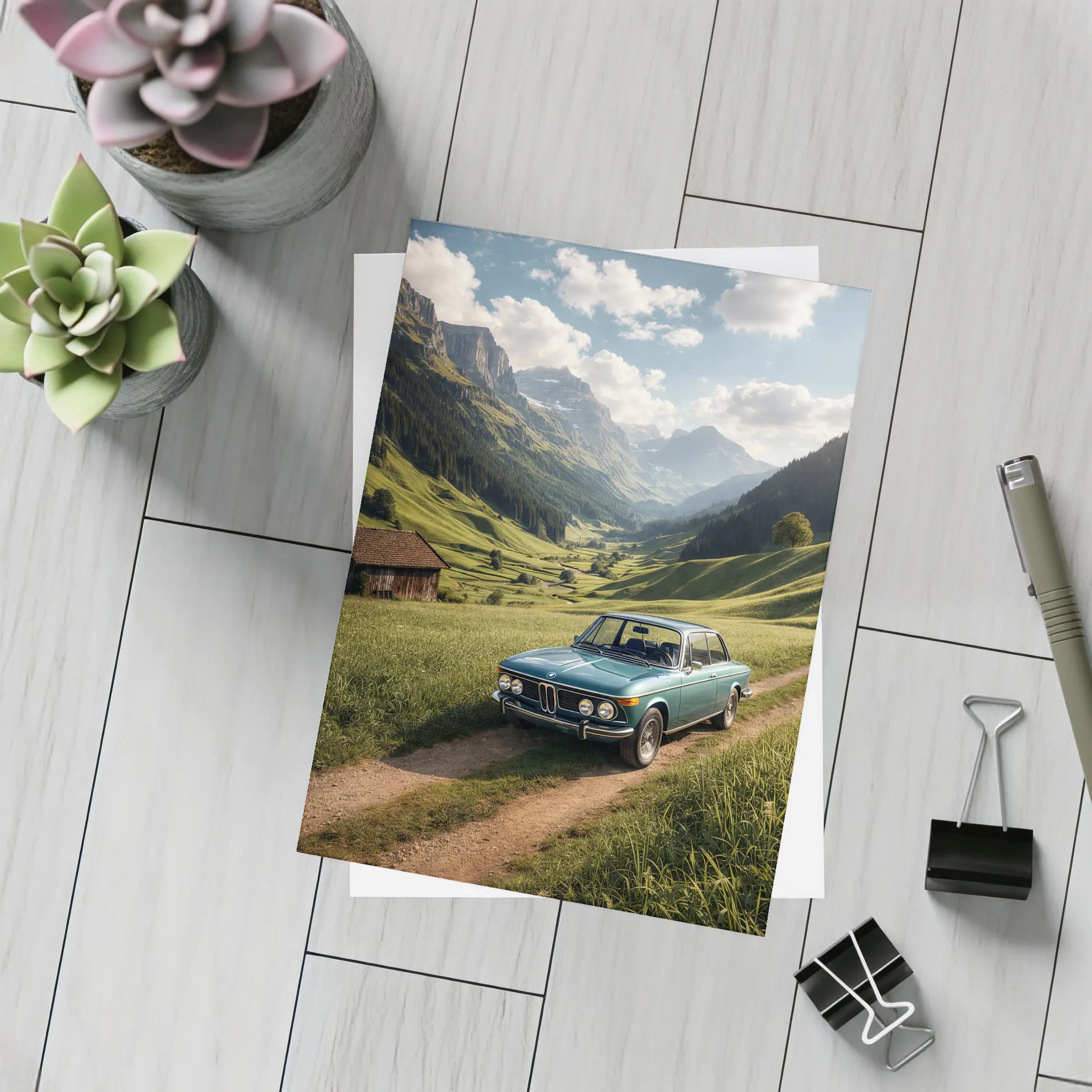 Vintage BMW Classic Car Alpine Valley – Postcards