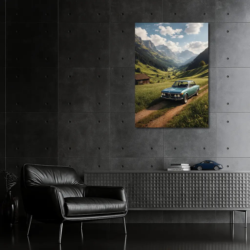 Vintage BMW Classic Car Alpine Valley – Wall Art