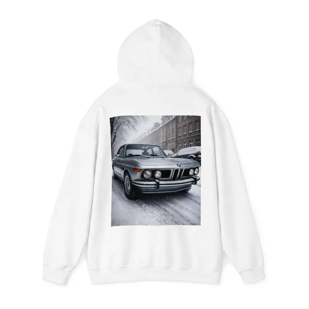 Vintage BMW Classic Sedan Snowy City Street – Hoodies