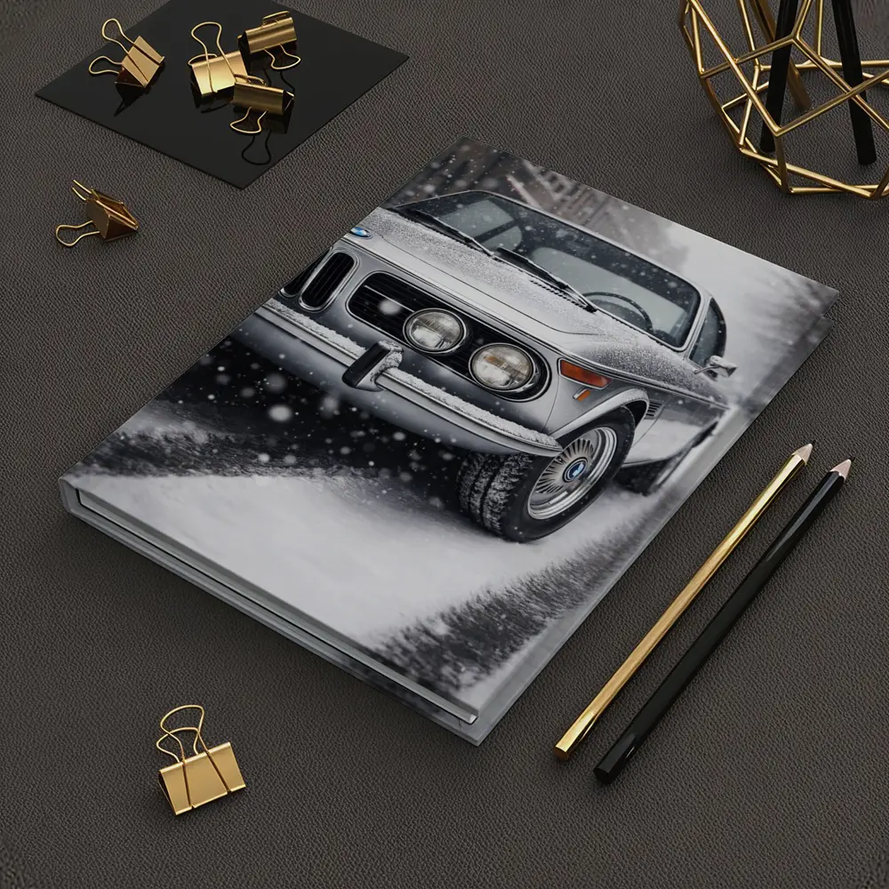 Vintage BMW Classic Coupe in Snowfall – Notebooks
