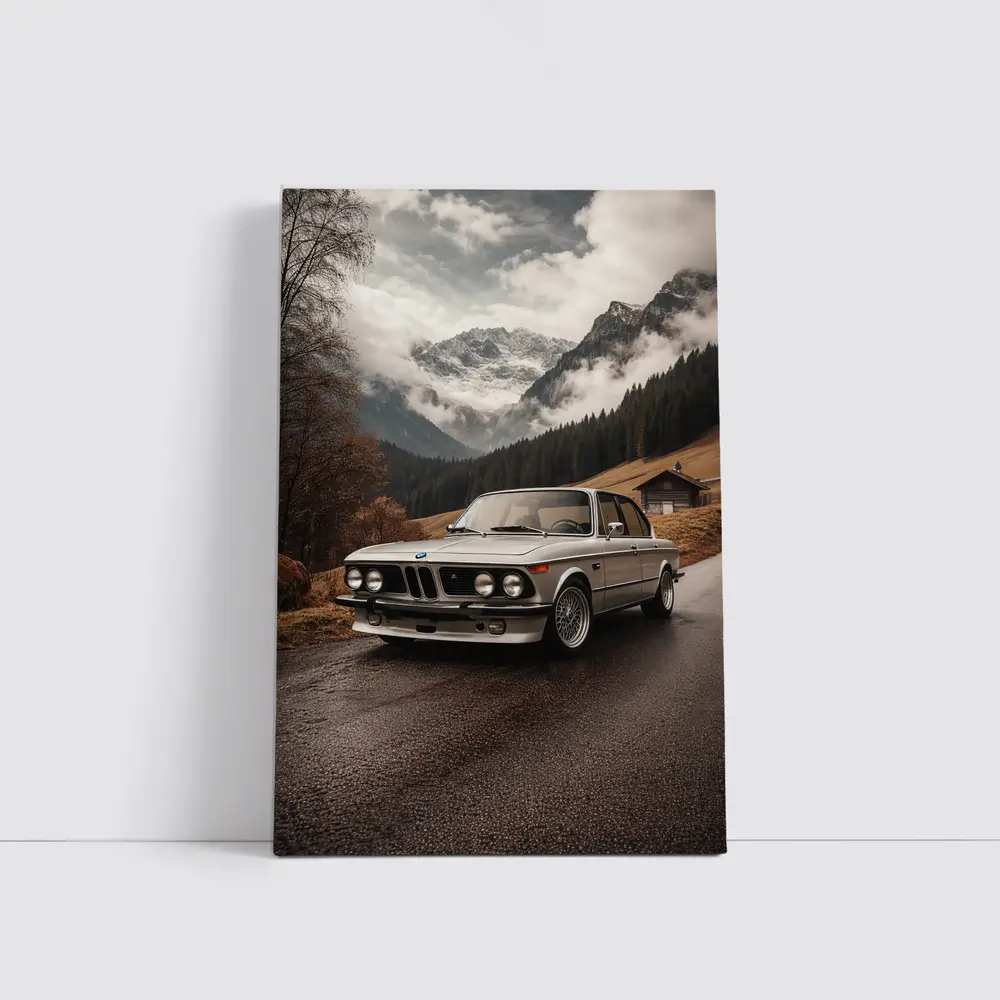 Vintage BMW 2002 Classic Mountain Road – Wall Art