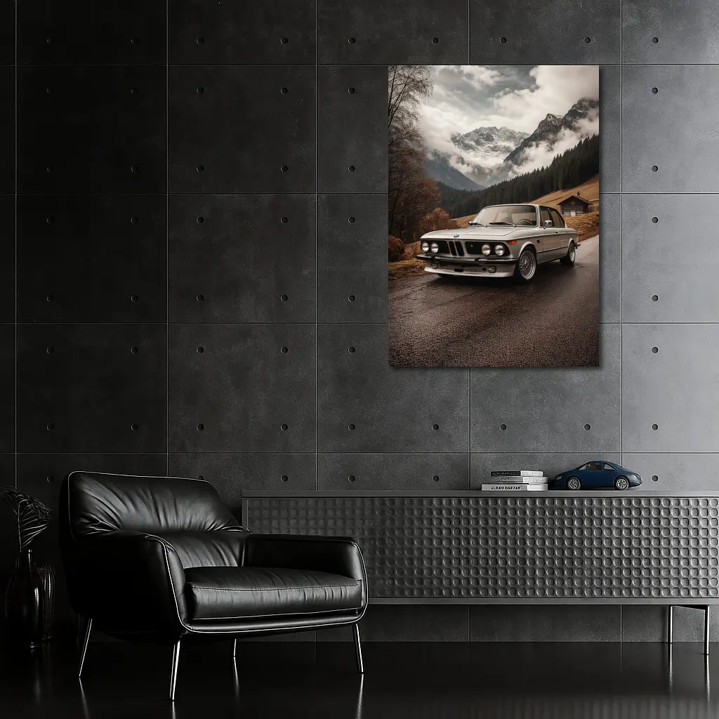 Vintage BMW 2002 Classic Mountain Road – Wall Art
