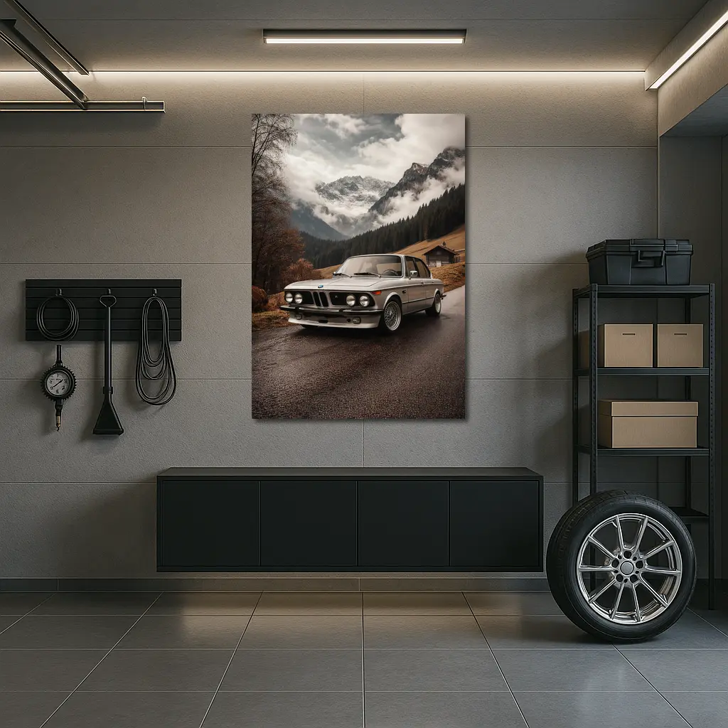 Vintage BMW 2002 Classic Mountain Road – Wall Art
