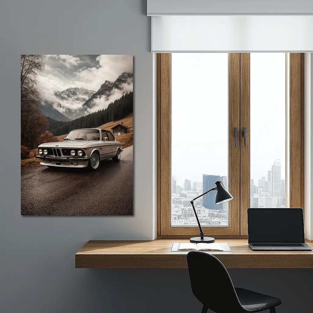 Vintage BMW 2002 Classic Mountain Road – Wall Art