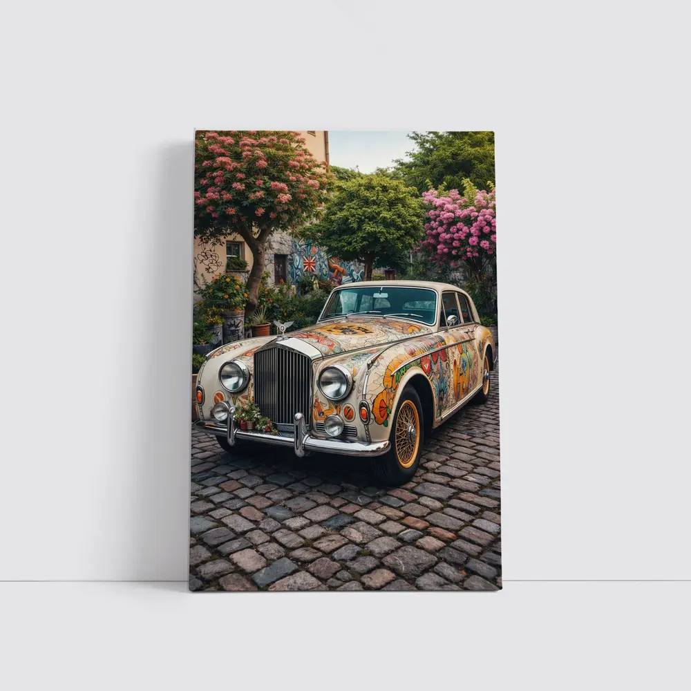 Rolls Royce Silver Cloud Floral Art Cobblestone – Wall Art