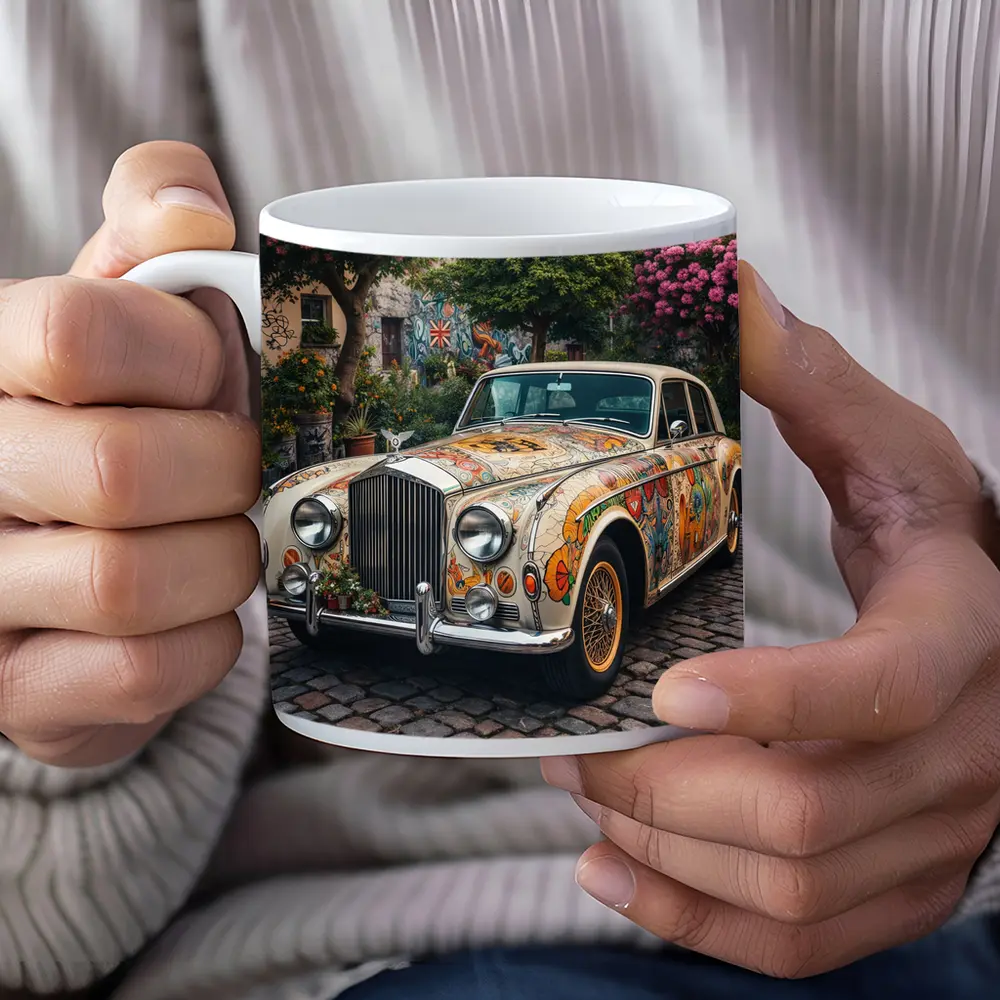Rolls Royce Silver Cloud Floral Art Cobblestone – Mugs