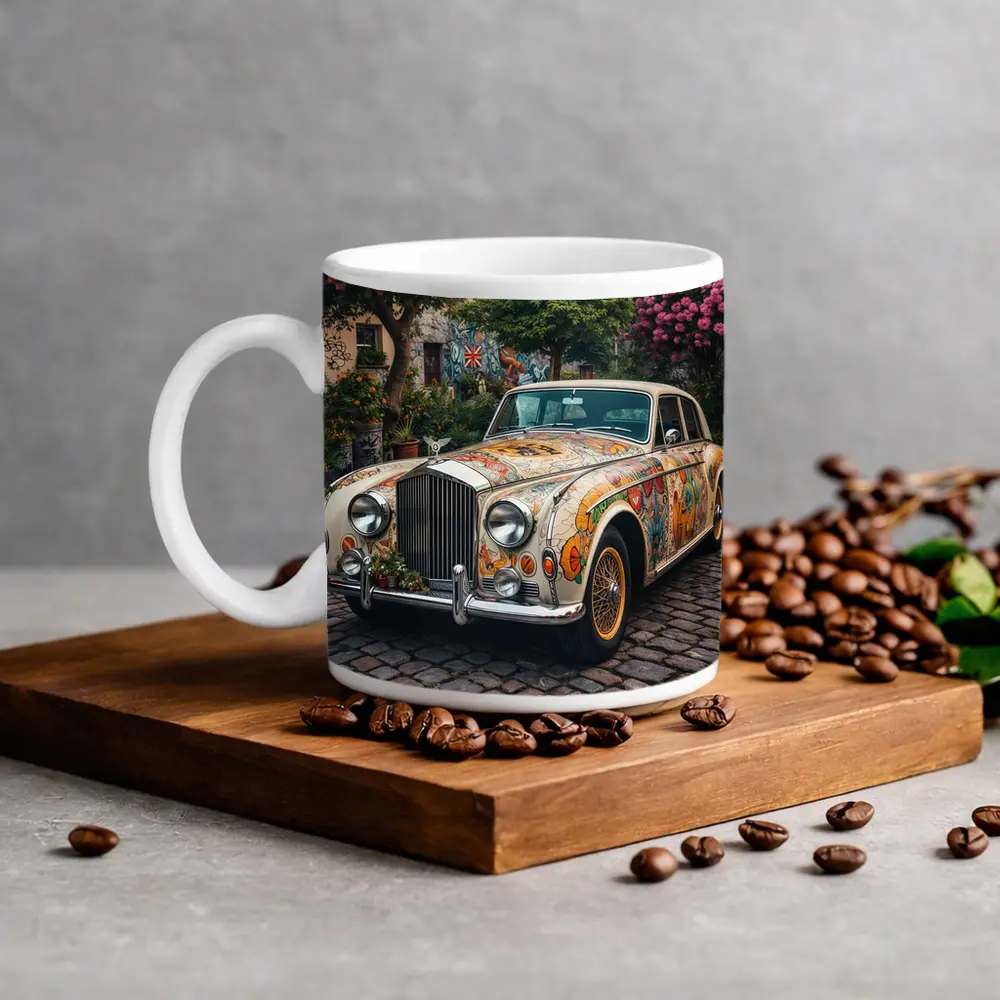 Rolls Royce Silver Cloud Floral Art Cobblestone – Mugs