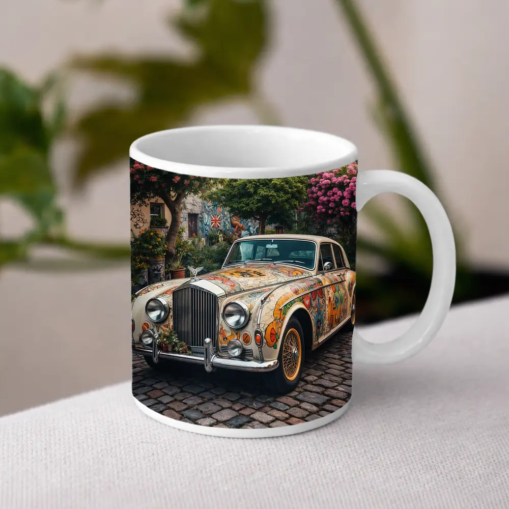 Rolls Royce Silver Cloud Floral Art Cobblestone – Mugs
