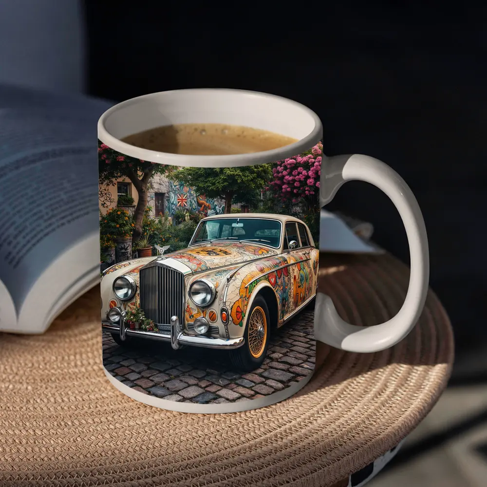 Rolls Royce Silver Cloud Floral Art Cobblestone – Mugs