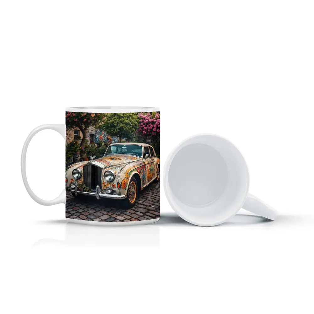 Rolls Royce Silver Cloud Floral Art Cobblestone – Mugs