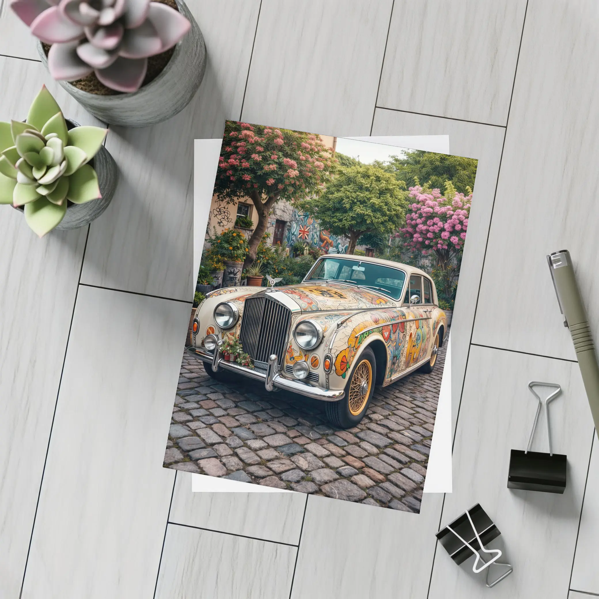 Rolls Royce Silver Cloud Floral Art Cobblestone – Postcards