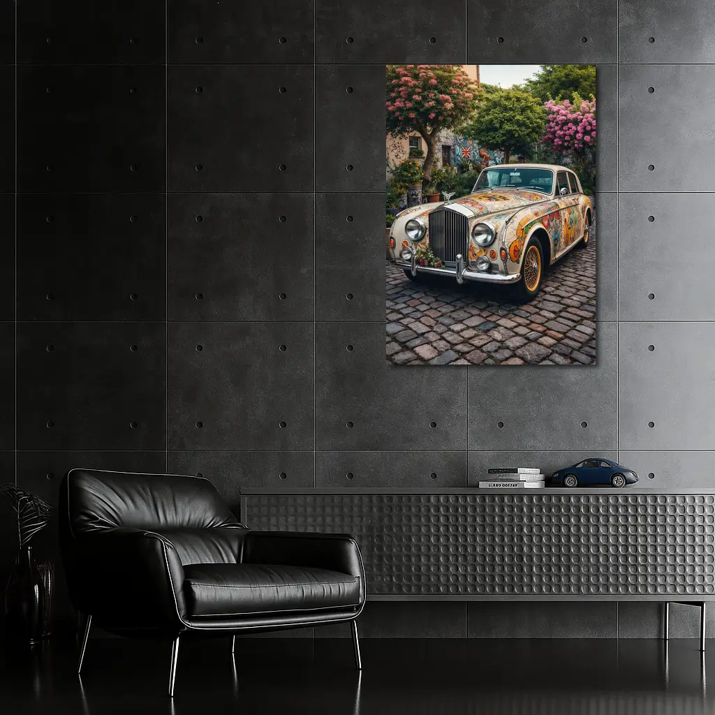 Rolls Royce Silver Cloud Floral Art Cobblestone – Wall Art