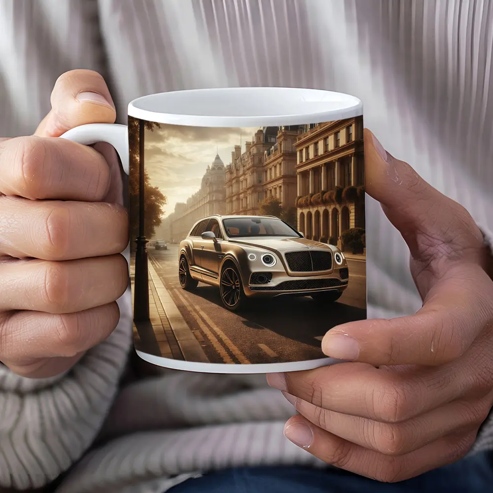 Bentley Bentayga Gold SUV London Street – Mugs