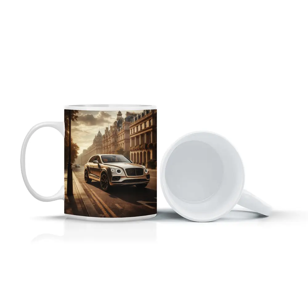 Bentley Bentayga Gold SUV London Street – Mugs