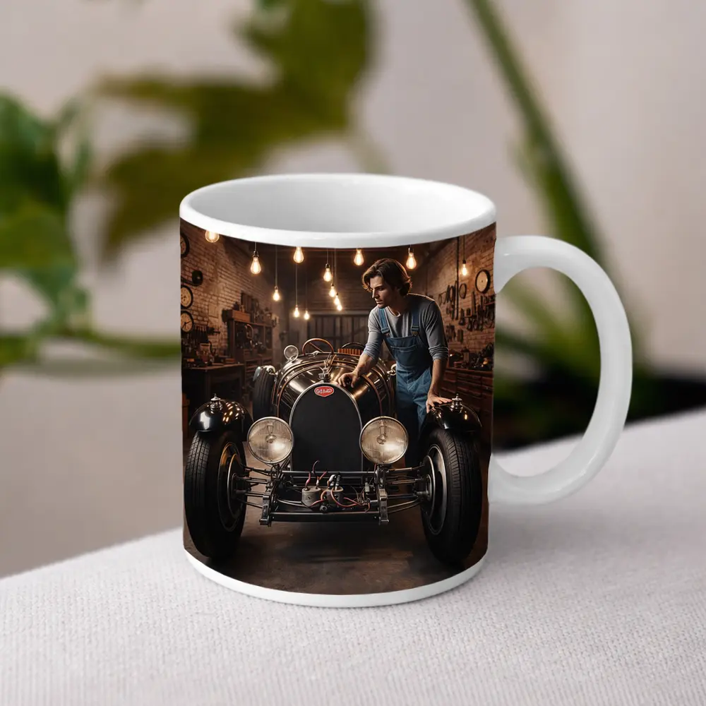 Bugatti Classic Car Vintage Garage Workshop – Mugs