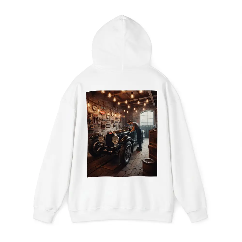 Vintage Bugatti Classic Garage Mechanic Scene – Hoodies