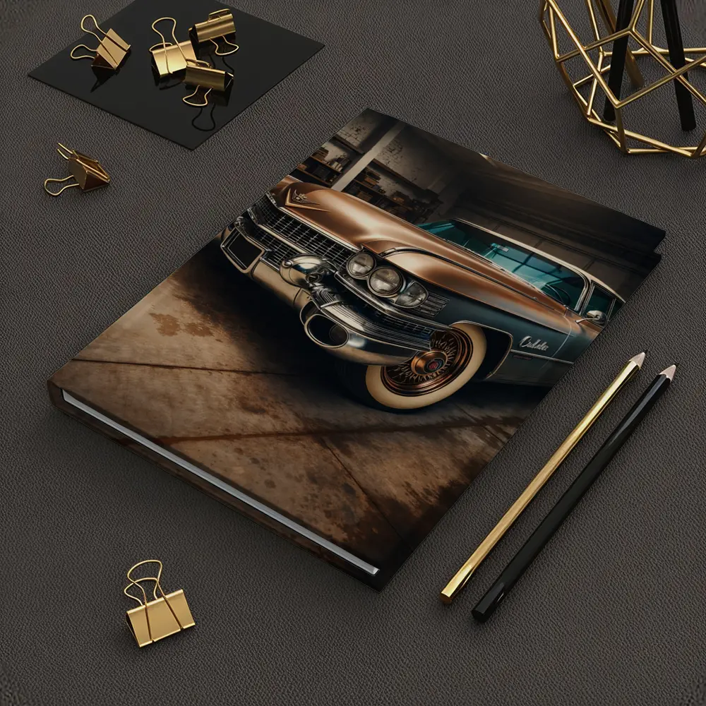 Vintage Cadillac Classic Car in Old Garage – Notebooks