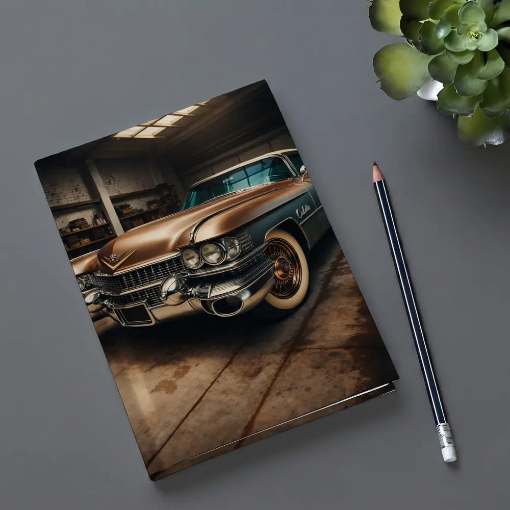 Vintage Cadillac Classic Car in Old Garage – Notebooks