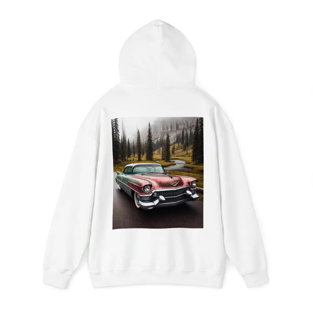 Vintage Cadillac Classic Car Misty Forest Road – Hoodies