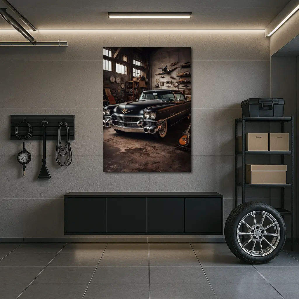 Classic Cadillac DeVille Black Vintage Garage – Wall Art