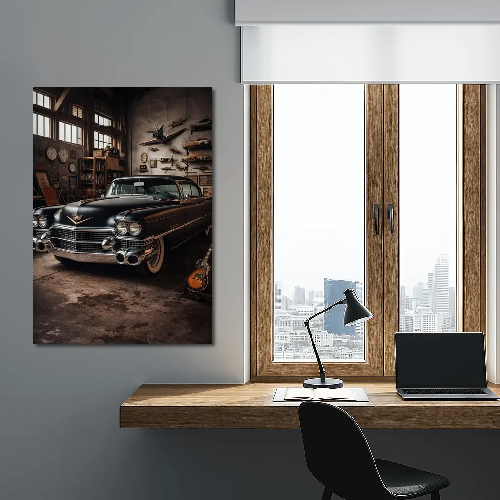 Classic Cadillac DeVille Black Vintage Garage – Wall Art