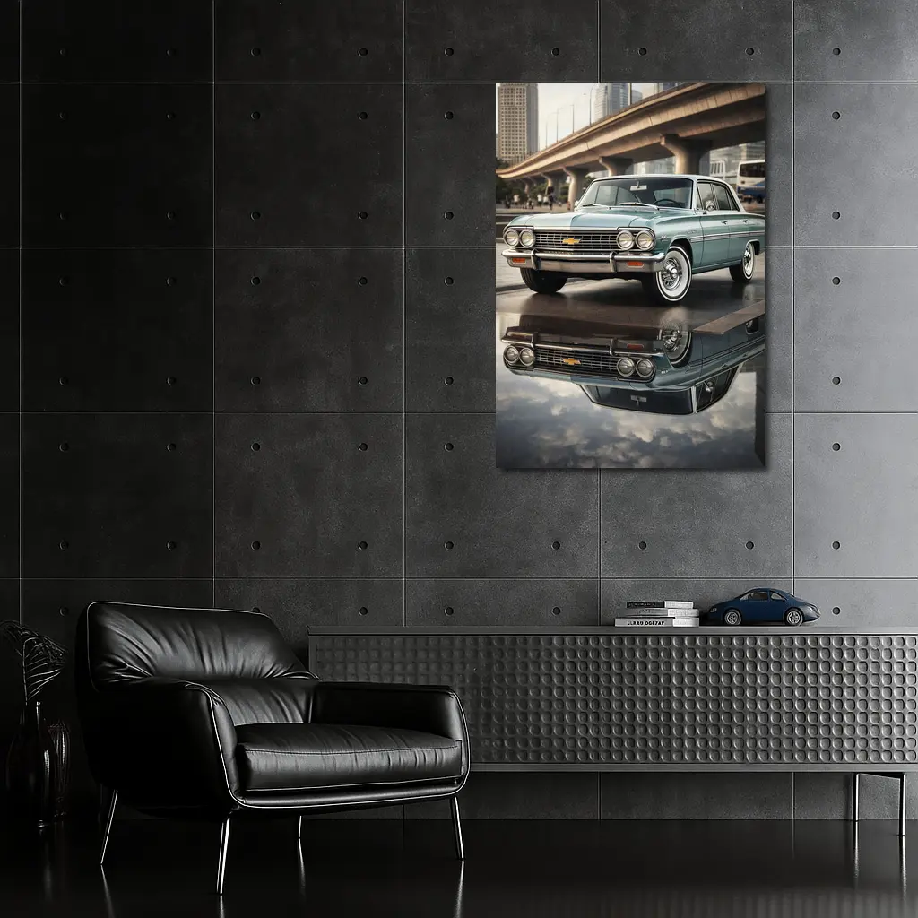Chevrolet Malibu Classic Reflection City Background – Wall Art