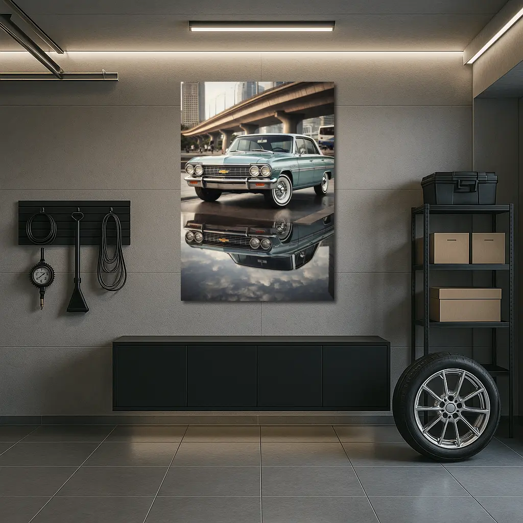 Chevrolet Malibu Classic Reflection City Background – Wall Art