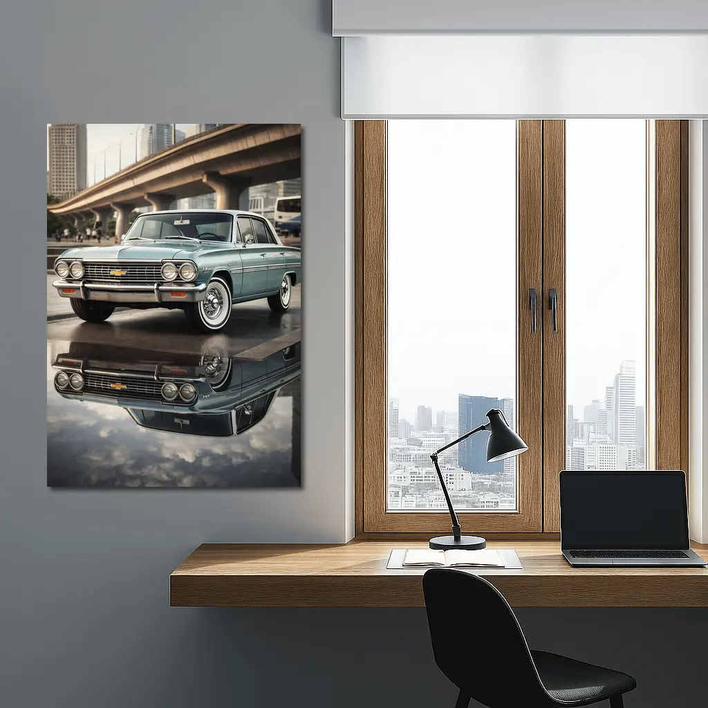 Chevrolet Malibu Classic Reflection City Background – Wall Art