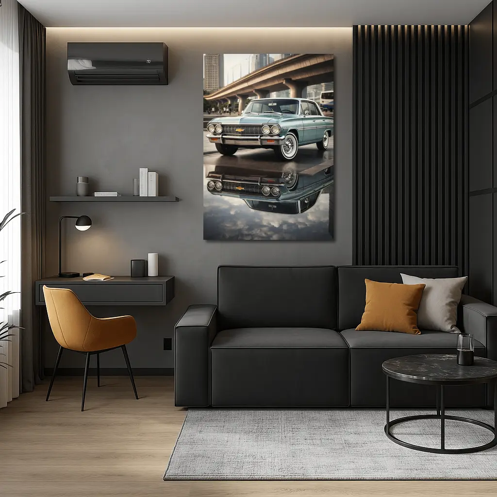 Chevrolet Malibu Classic Reflection City Background – Wall Art