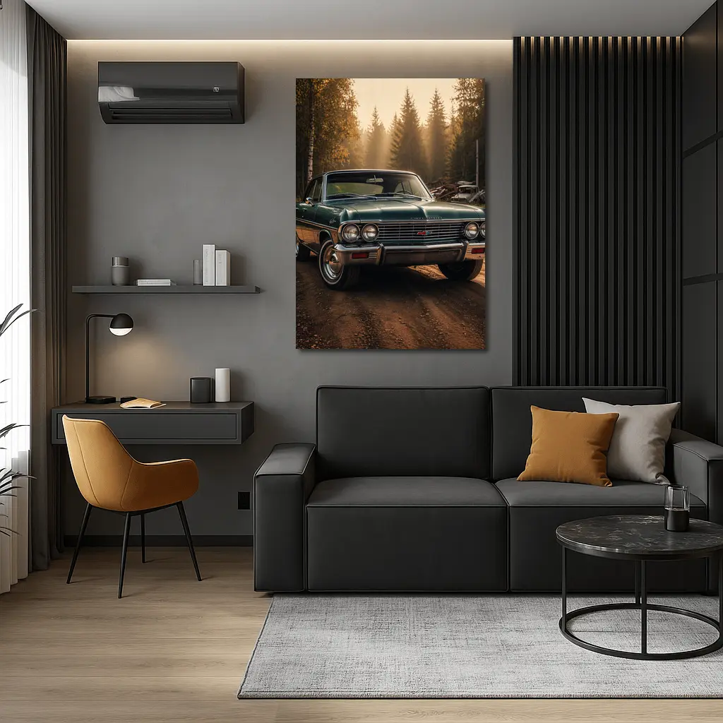 Chevrolet Malibu Classic Green Forest Road – Wall Art