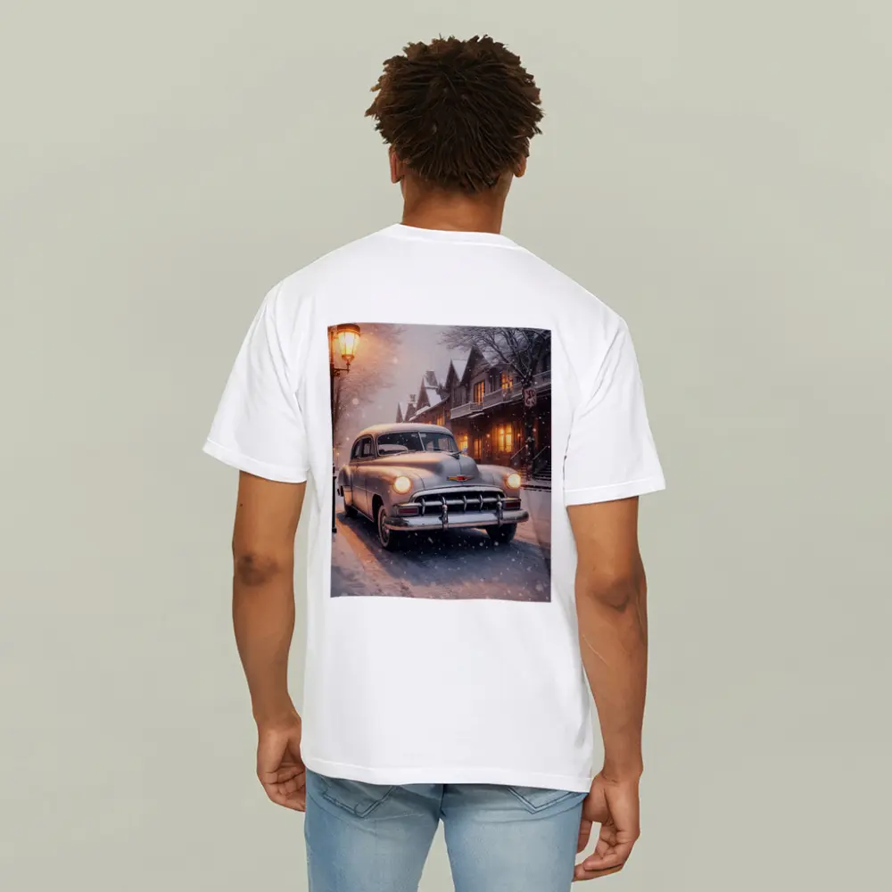 Vintage Chevrolet Classic Car Snowy Street – T-Shirts