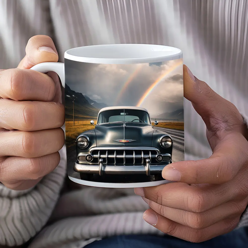 Vintage Chevrolet Classic Car Rainbow Road – Mugs