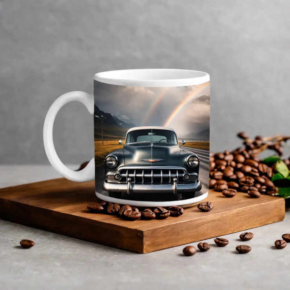 Vintage Chevrolet Classic Car Rainbow Road – Mugs