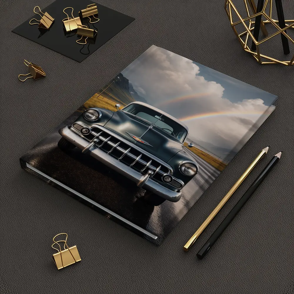 Vintage Chevrolet Classic Car Rainbow Road – Notebooks