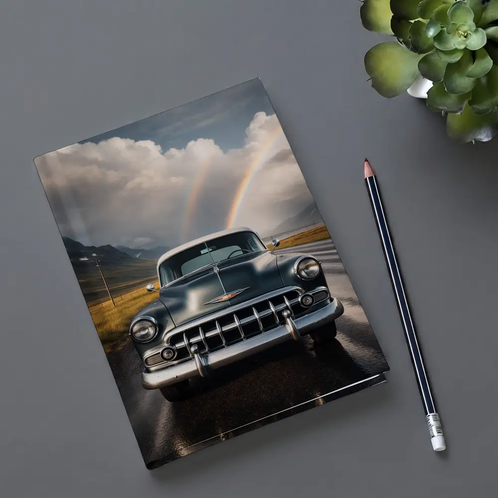 Vintage Chevrolet Classic Car Rainbow Road – Notebooks