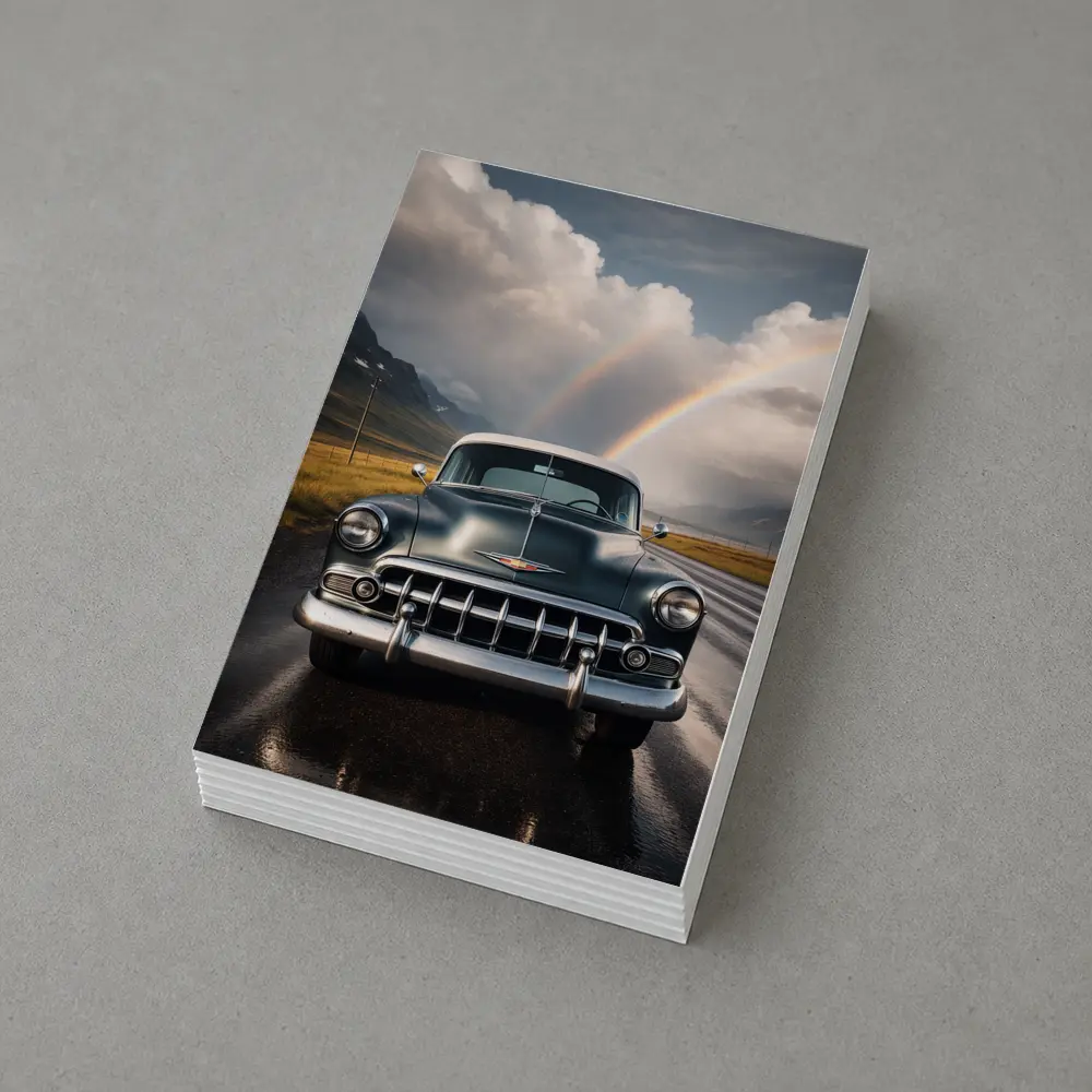 Vintage Chevrolet Classic Car Rainbow Road – Postcards