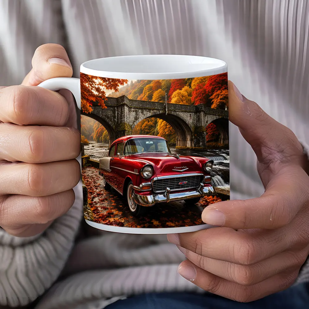 Vintage Chevrolet Bel Air Old Stone Bridge – Mugs