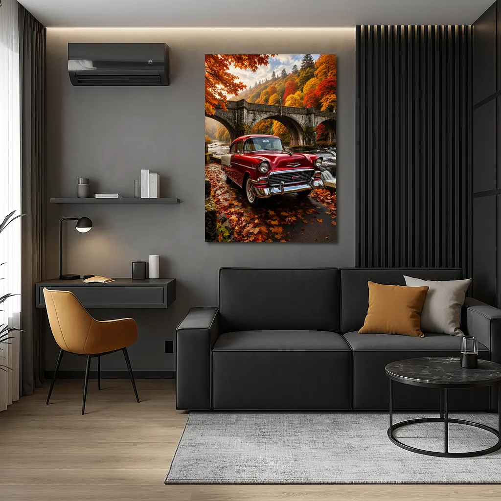 Vintage Chevrolet Bel Air Old Stone Bridge – Wall Art