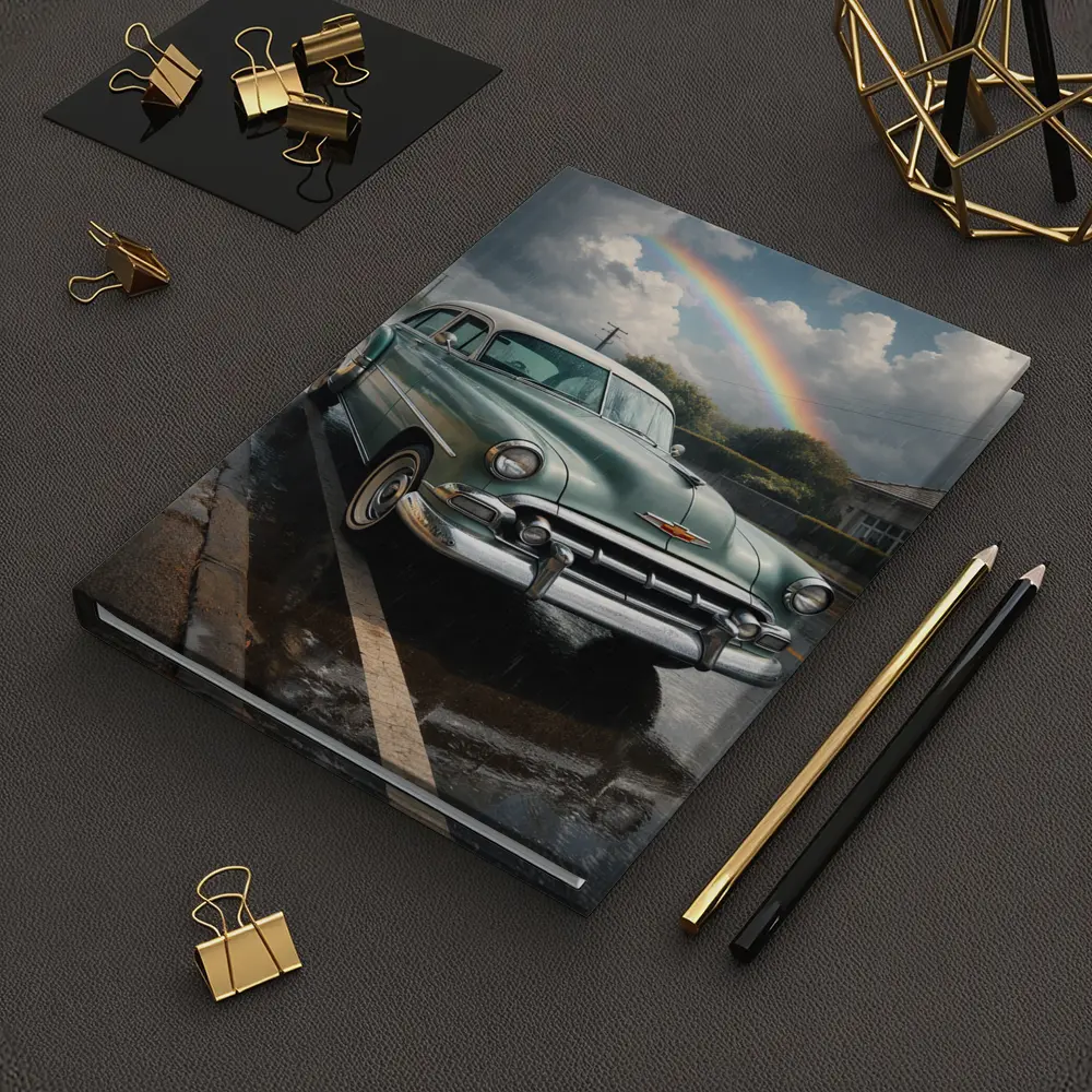 Vintage Chevrolet Bel Air Rainy Rainbow Street – Notebooks