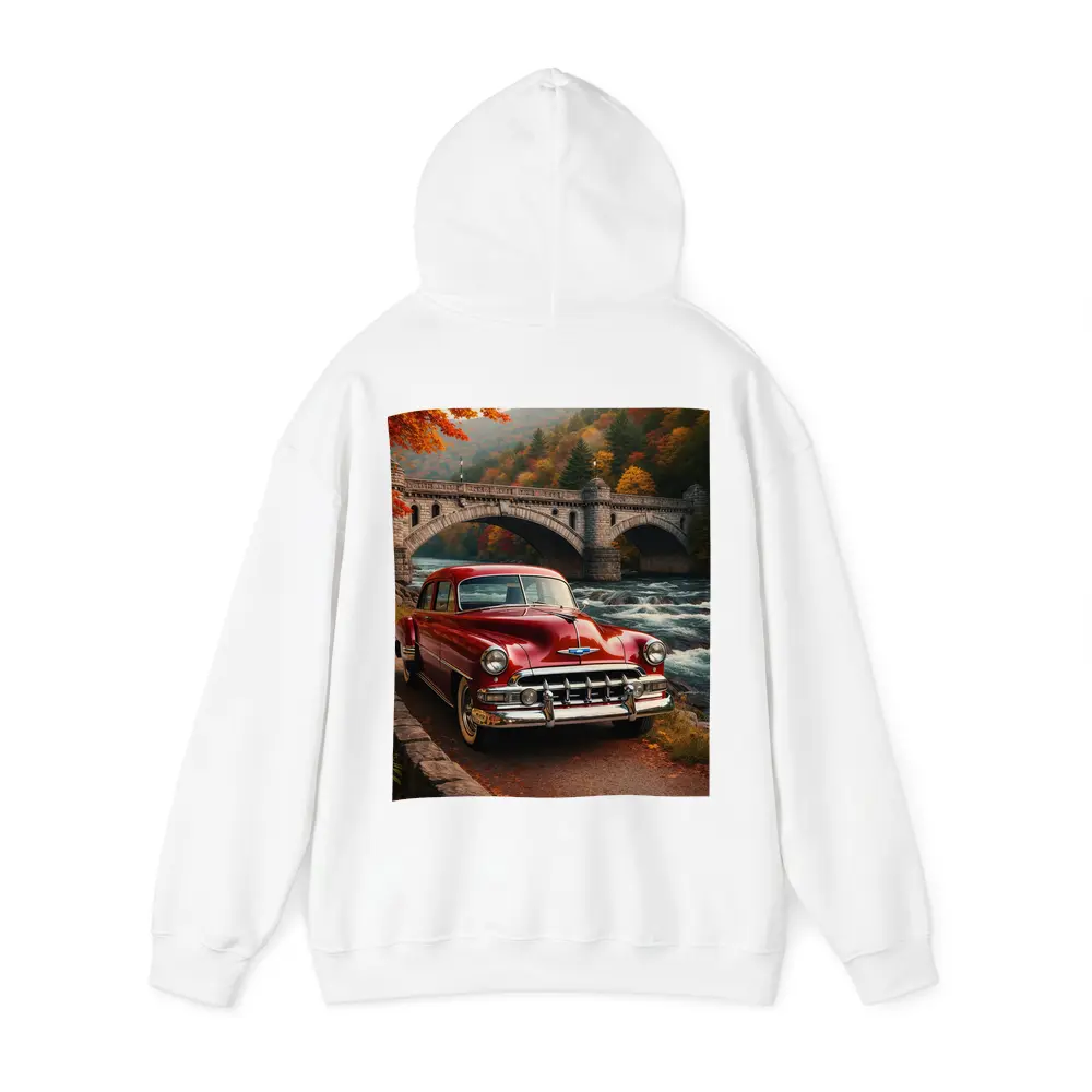 Vintage Chevrolet Red Classic Car Stone Bridge – Hoodies