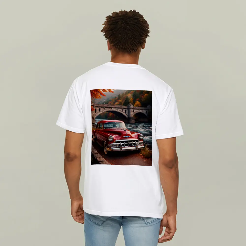 Vintage Chevrolet Red Classic Car Stone Bridge – T-Shirts
