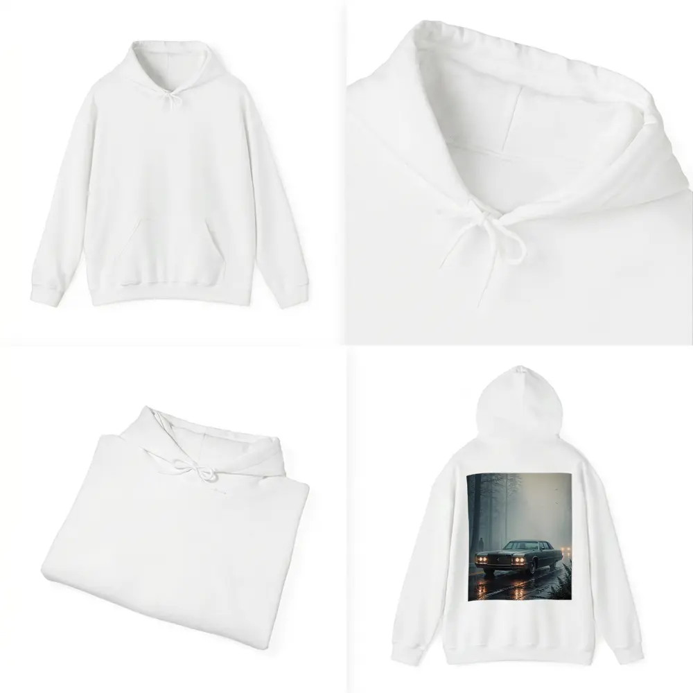 Chrysler Classic Car Foggy Forest Road – Hoodies