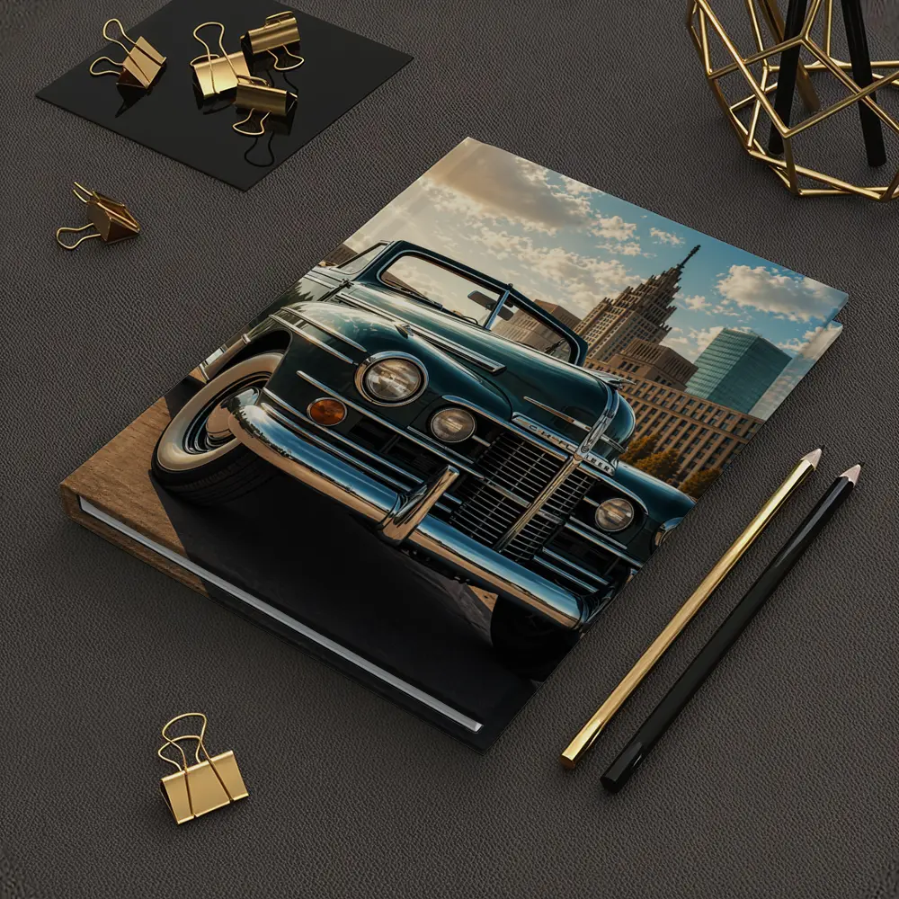 Vintage Chrysler Classic Car City Skyline – Notebooks